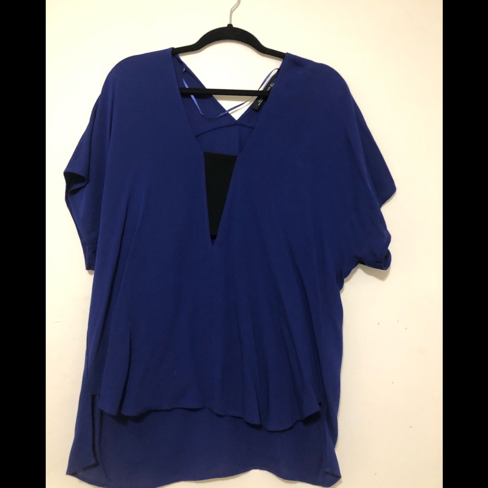 Blue and black blouse